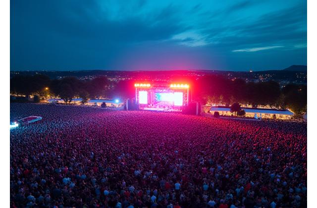 Vue aérienne drone d'un concert en plein air